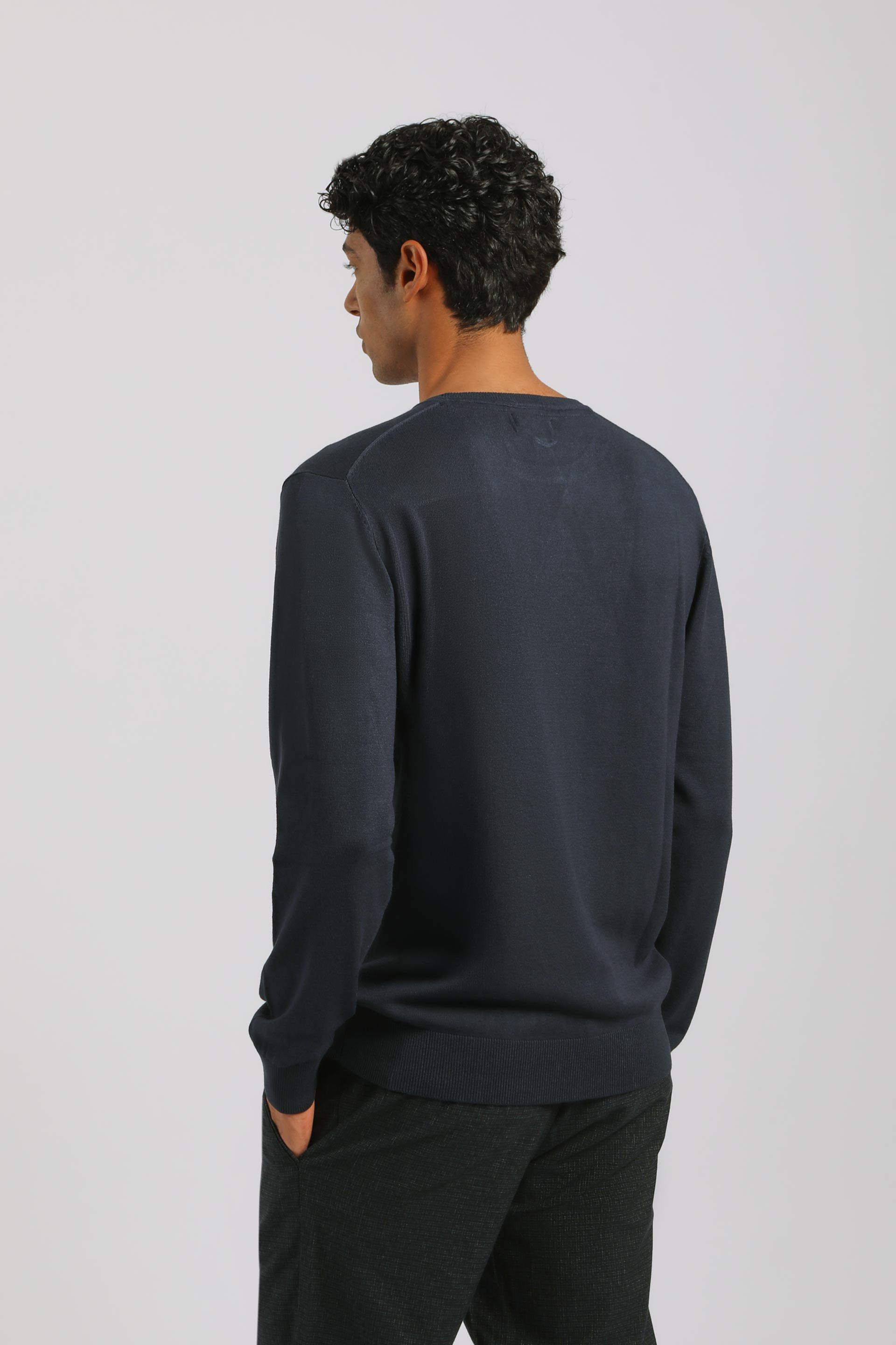 Maglia girocollo misto viscosa|Colore:Navy