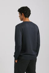 Maglia girocollo misto viscosa|Colore:Navy
