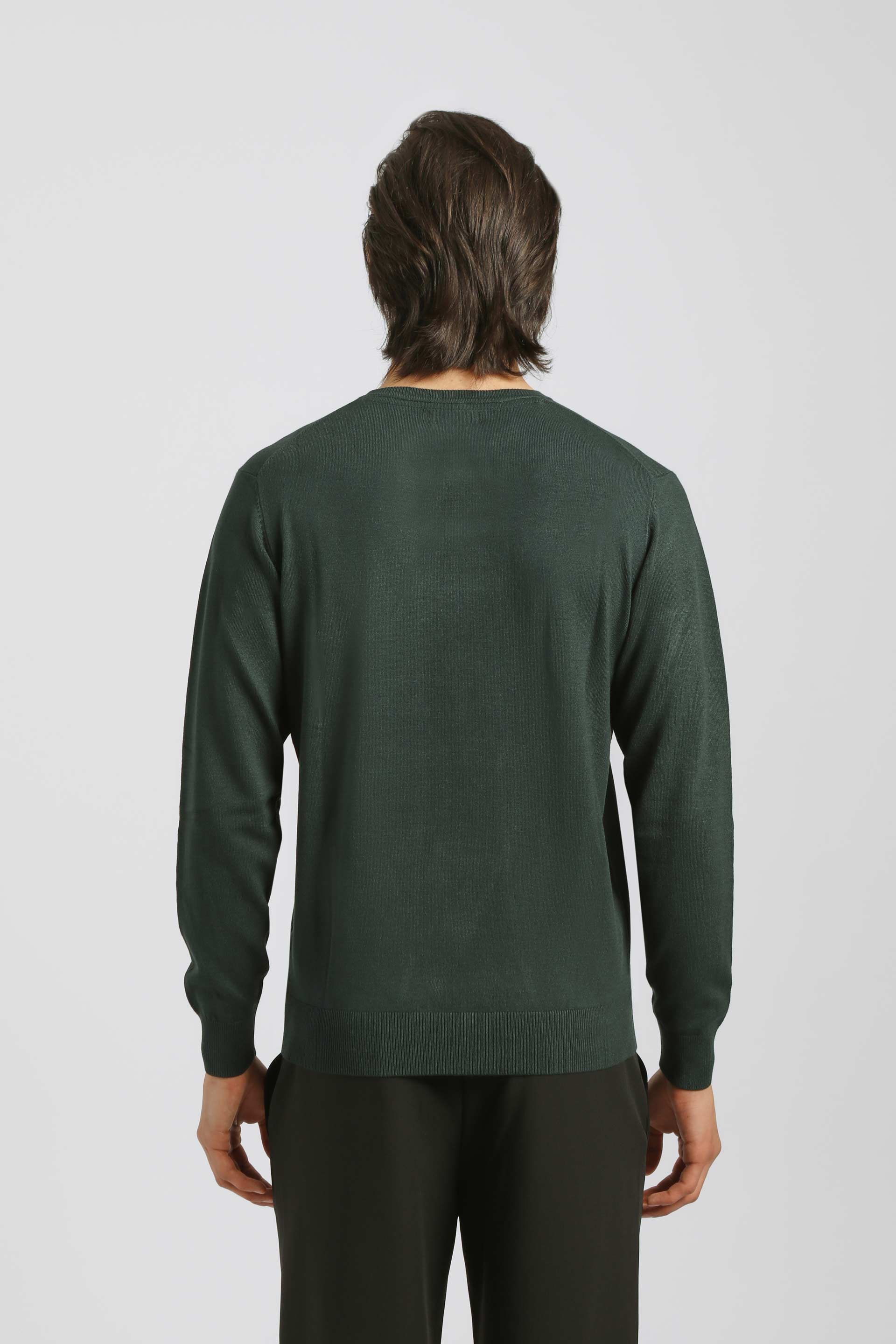 Maglia girocollo misto viscosa|Colore:Verde scuro