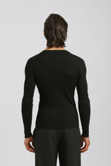 Maglia girocollo a coste|Colore:Nero
