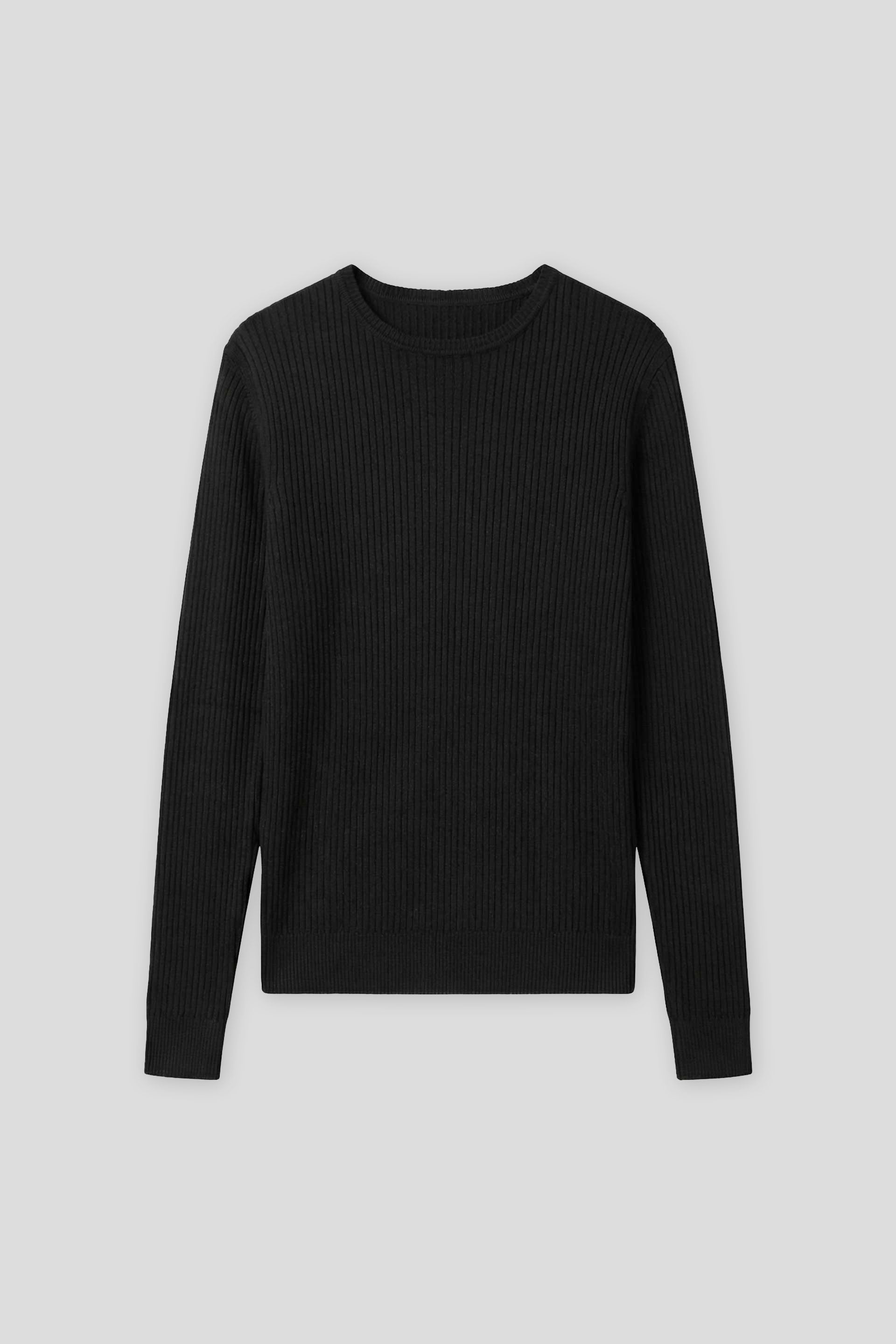 Maglia girocollo a coste|Colore:Nero