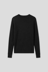 Maglia girocollo a coste|Colore:Nero