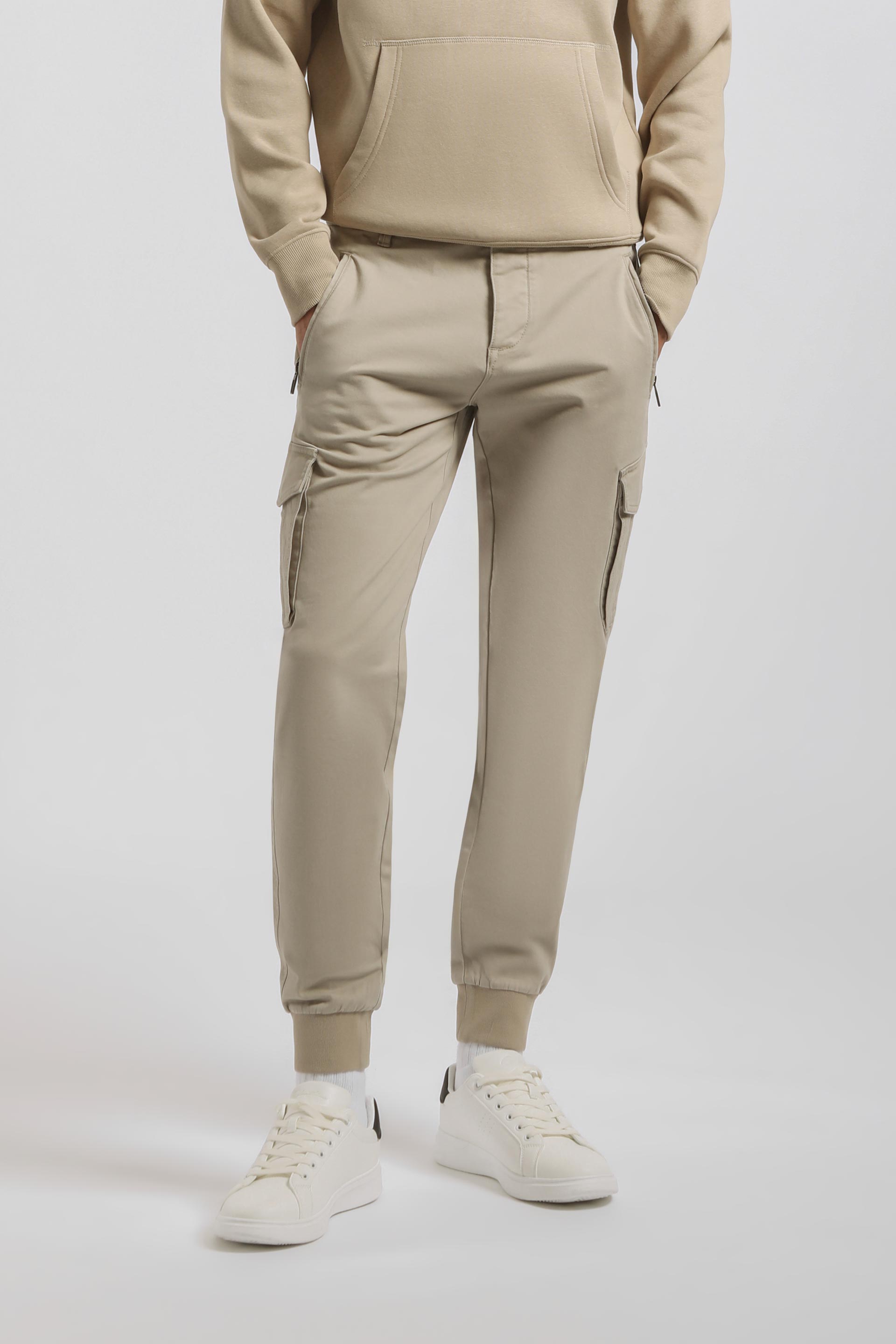 Pantaloni cargo con elastico alle caviglie|Colore:Safari