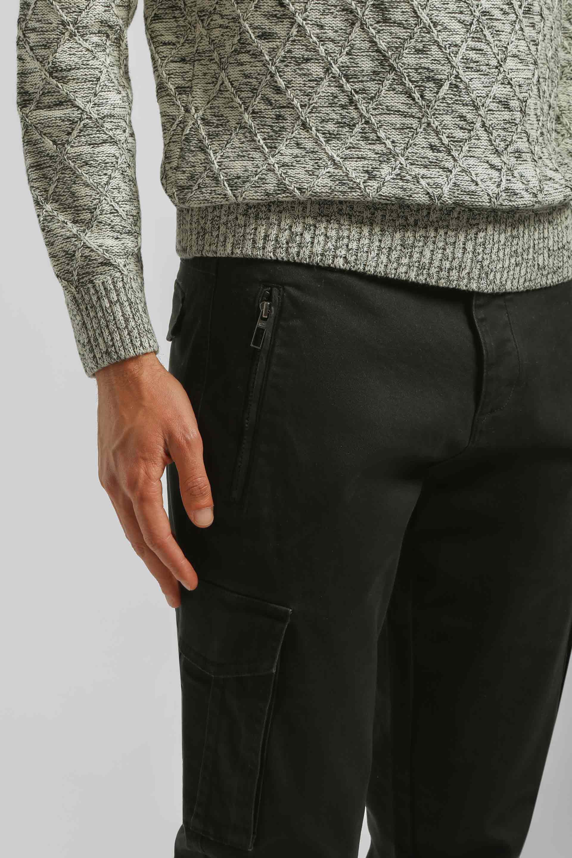 Pantaloni cargo con elastico alle caviglie|Colore:Nero