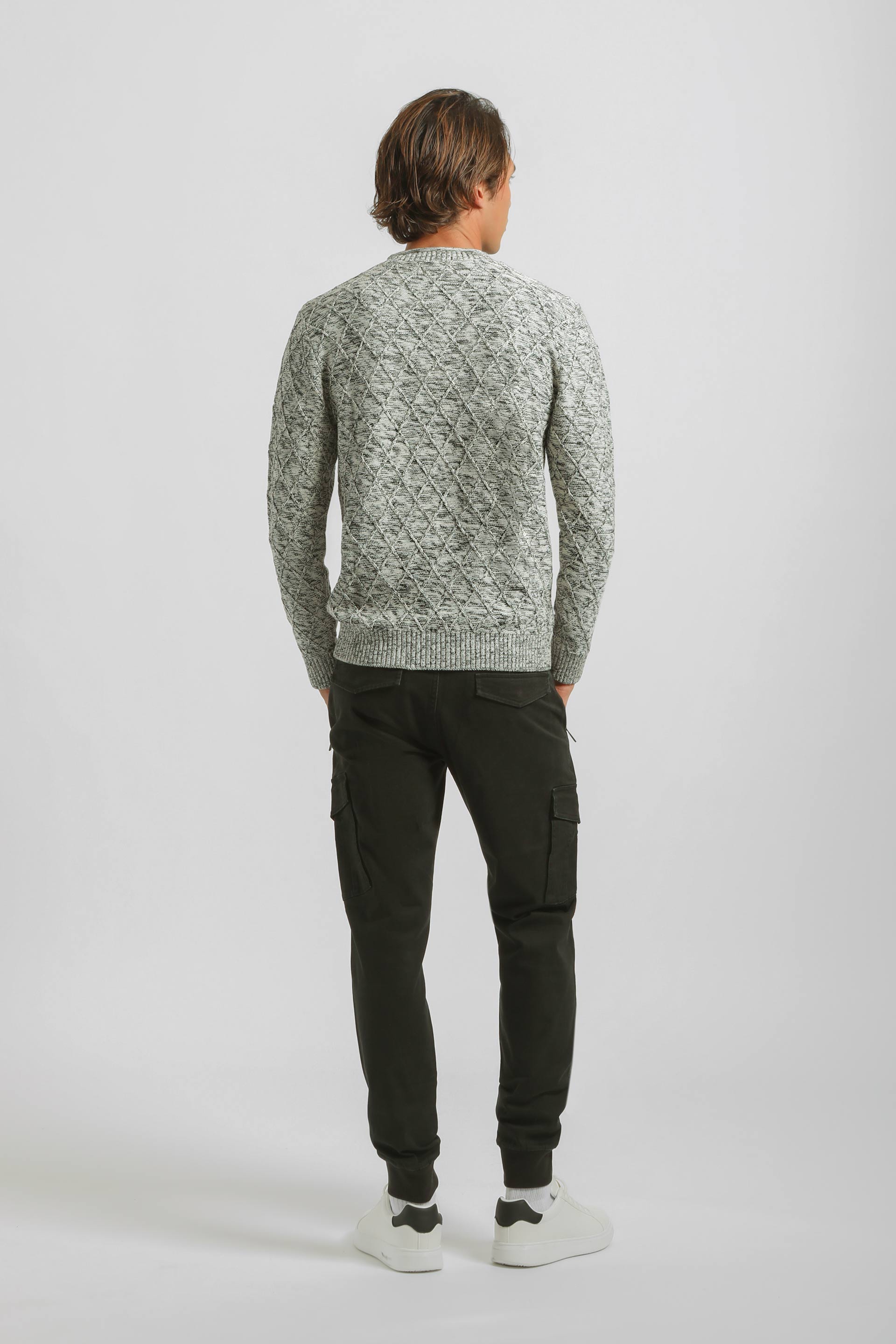 Pantaloni cargo con elastico alle caviglie|Colore:Nero