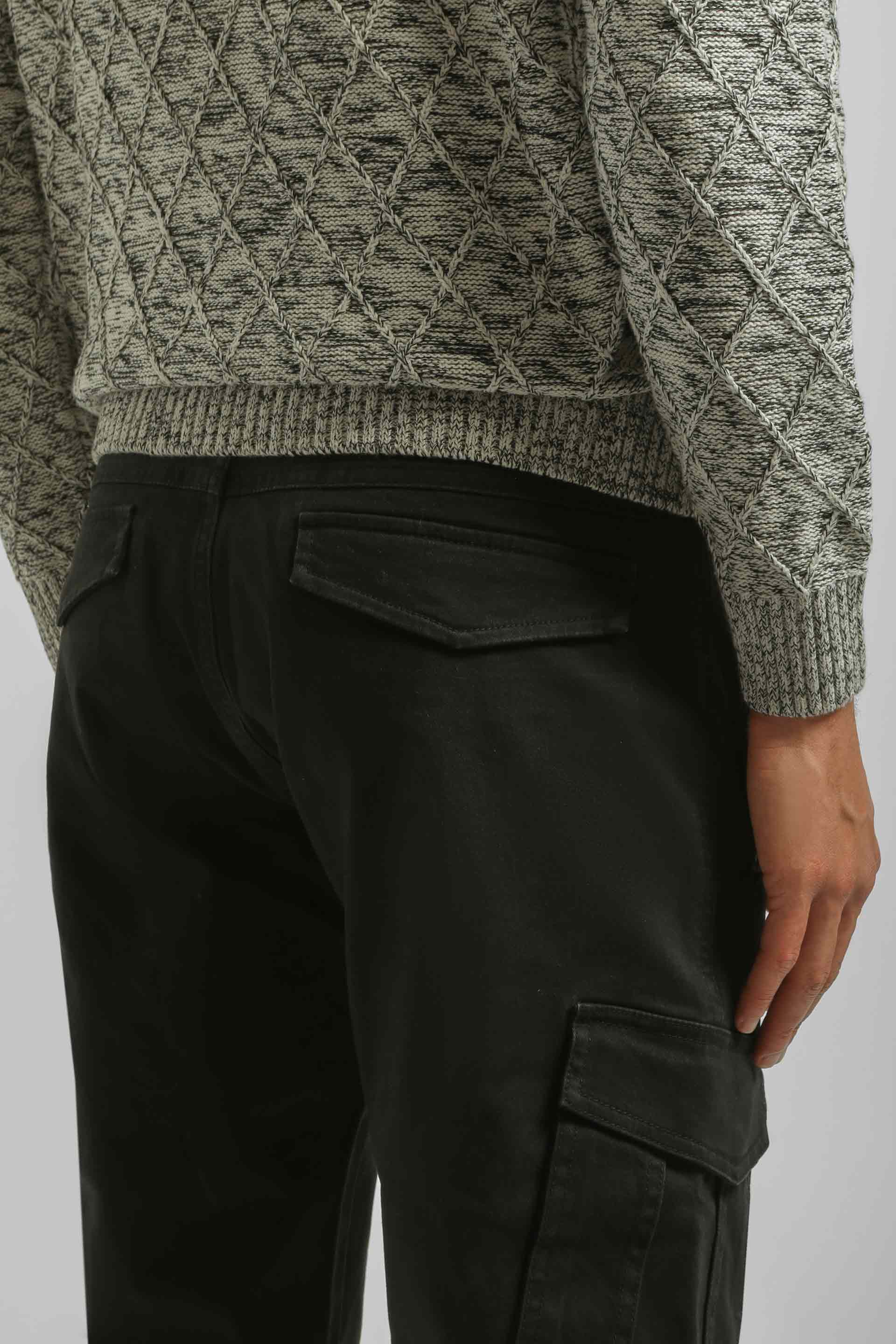 Pantaloni cargo con elastico alle caviglie|Colore:Nero
