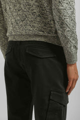 Pantaloni cargo con elastico alle caviglie|Colore:Nero