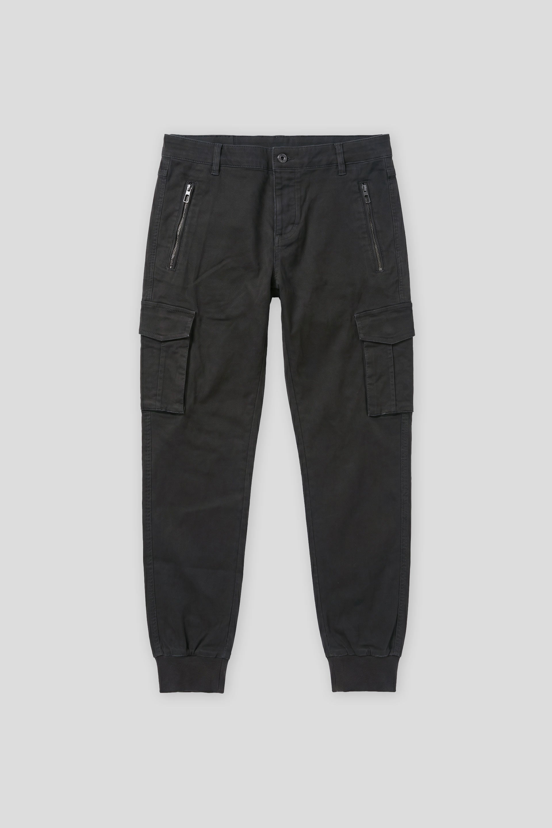 Pantaloni cargo con elastico alle caviglie|Colore:Nero