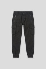 Pantaloni cargo con elastico alle caviglie|Colore:Nero