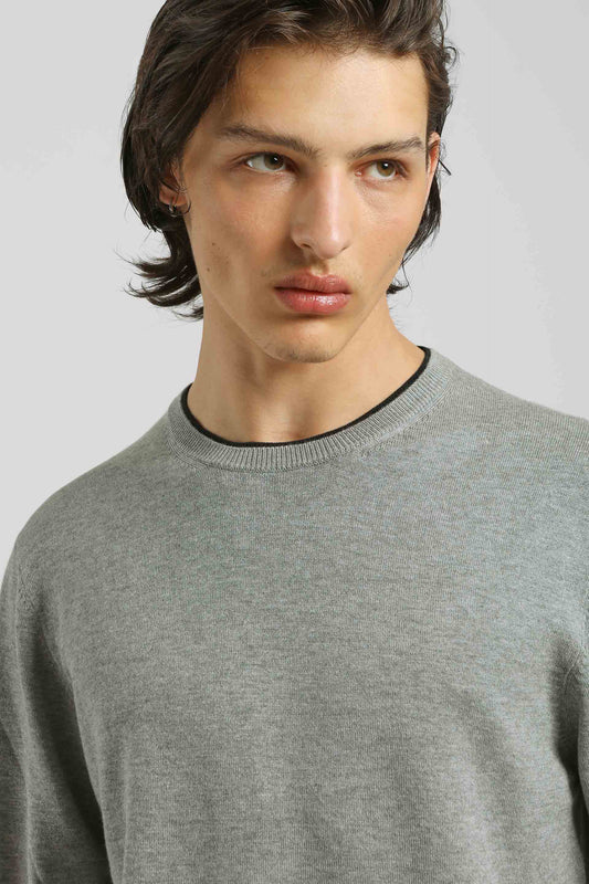 Maglia doppio collo basic|Colore:Grigio melange
