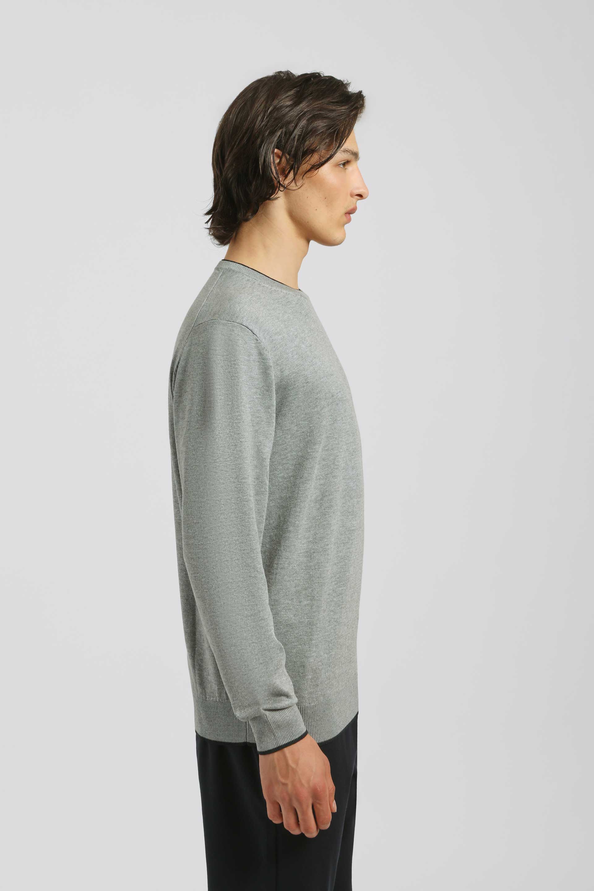 Maglia doppio collo basic|Colore:Grigio melange