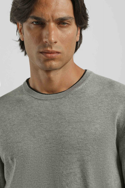 Maglia doppio collo basic|Colore:Grigio melange