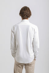 Camicia tinta unita in tessuto elastico|Colore:Bianco
