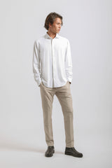 Camicia tinta unita in tessuto elastico|Colore:Bianco