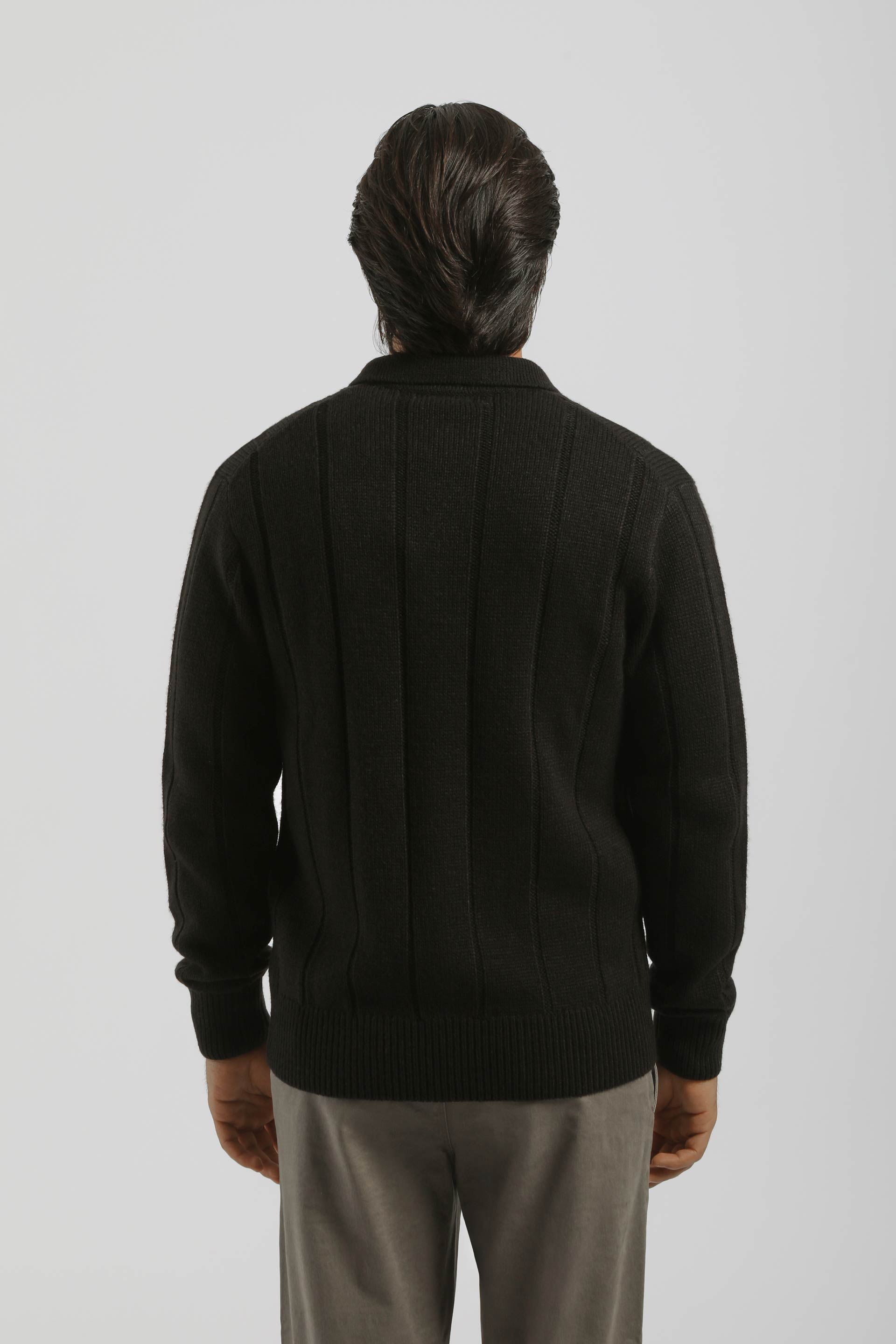 Cardigan a coste con zip|Colore:Nero