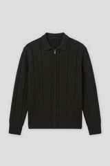 Cardigan a coste con zip|Colore:Nero