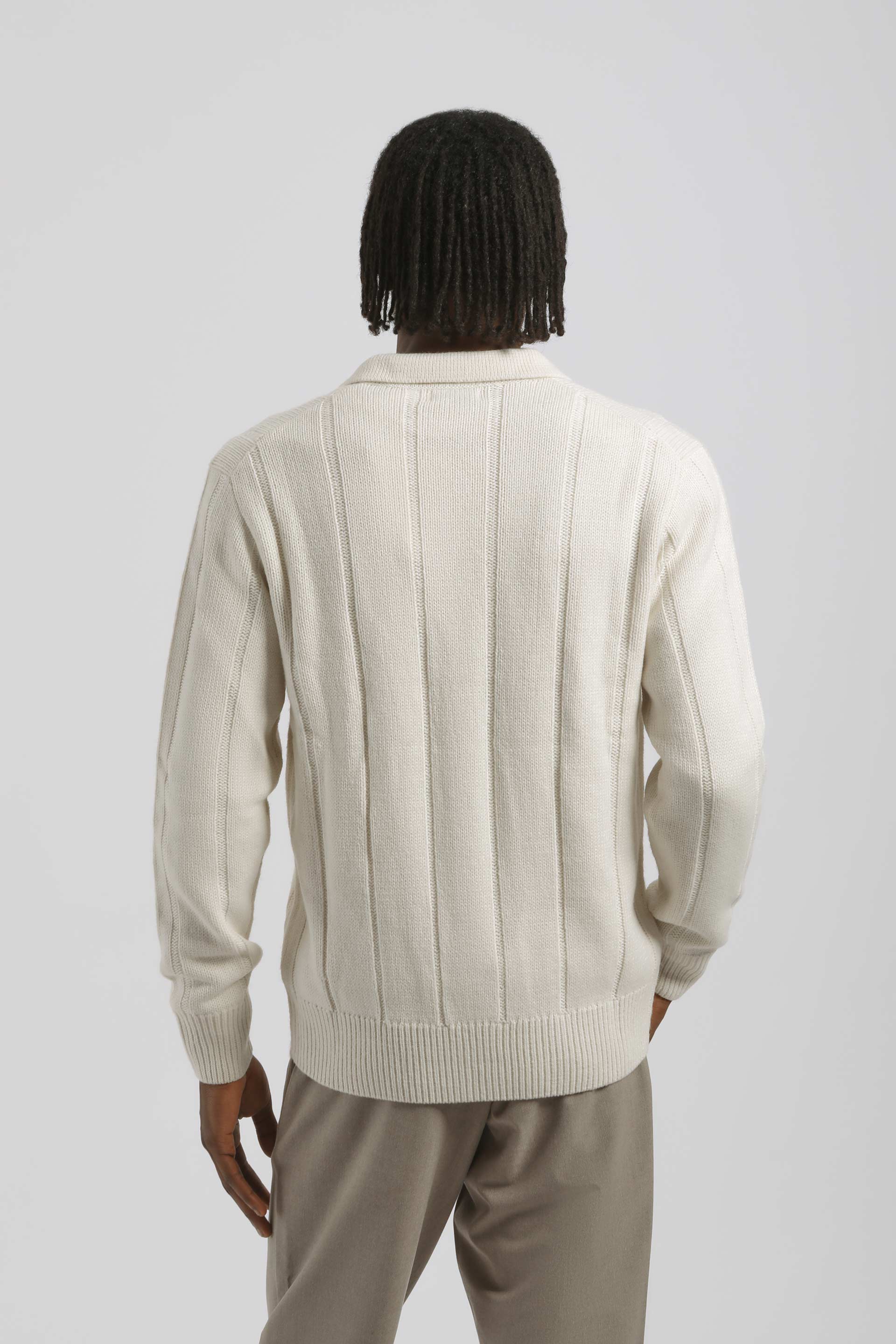 Cardigan a coste con zip|Colore:Off white