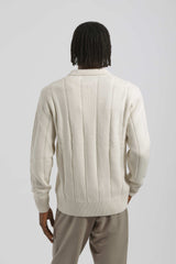 Cardigan a coste con zip|Colore:Off white