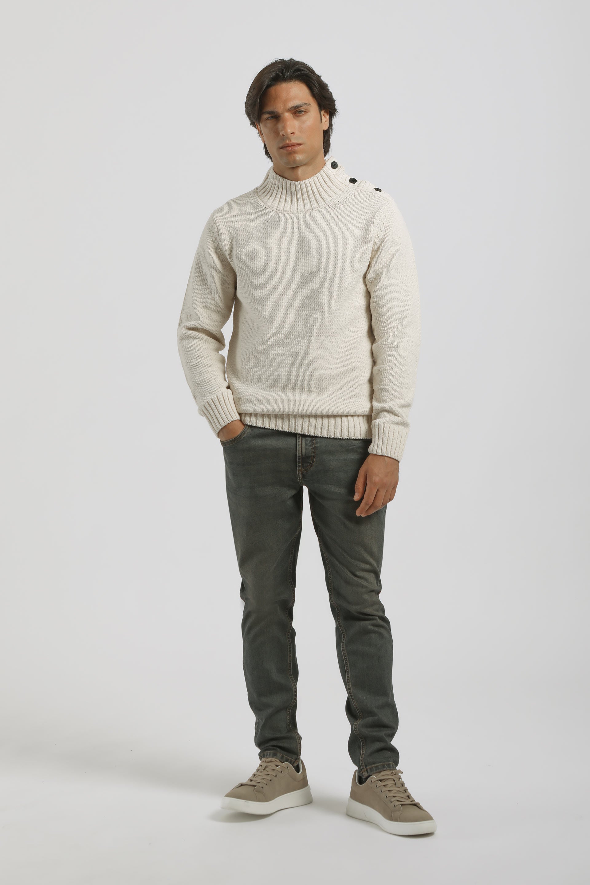 Lupetto con bottoni|Colore:Beige chiaro