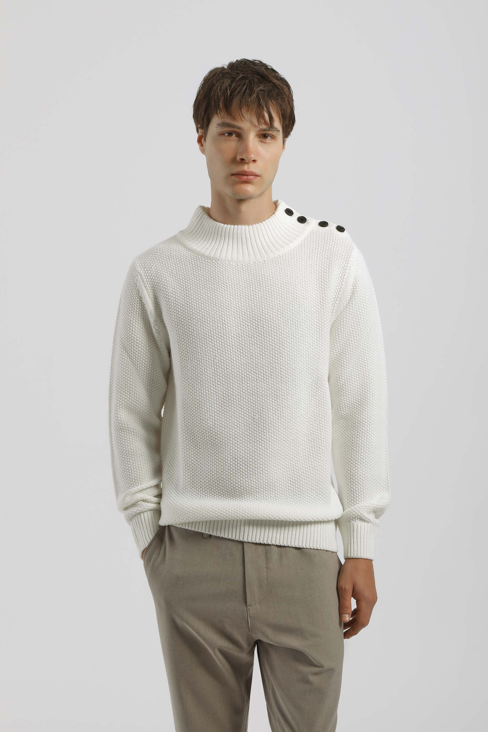 Lupetto con bottoni|Colore:Off white