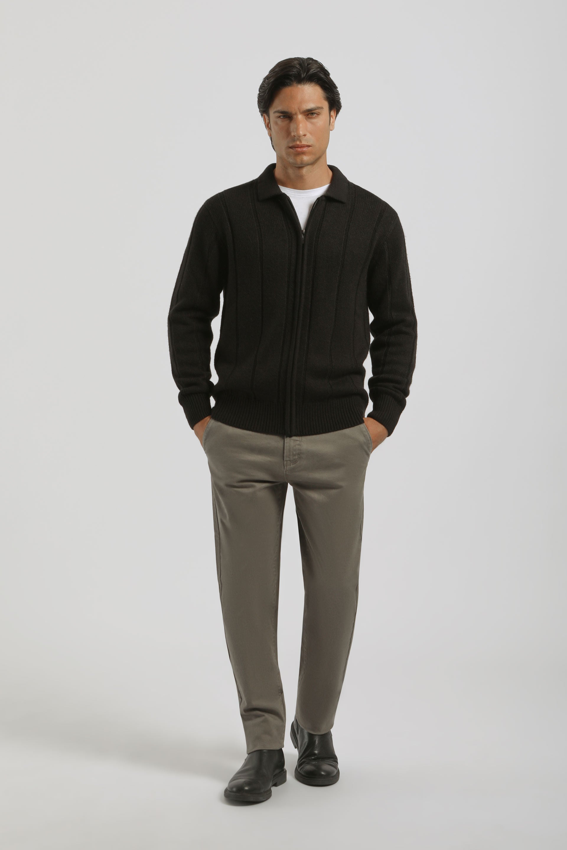 Pantaloni chino in cotone|Colore:Tortora
