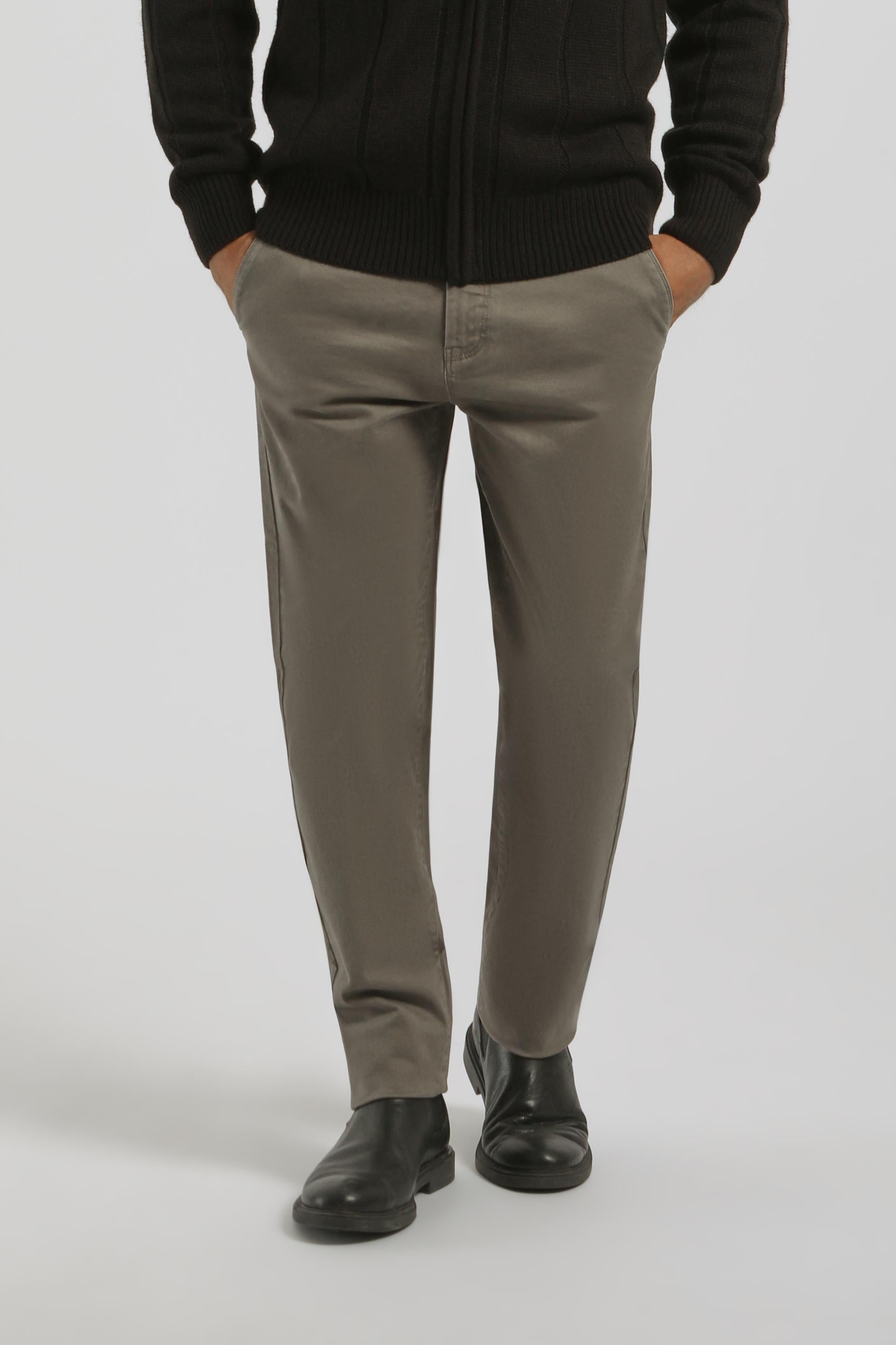 Pantaloni chino in cotone|Colore:Tortora