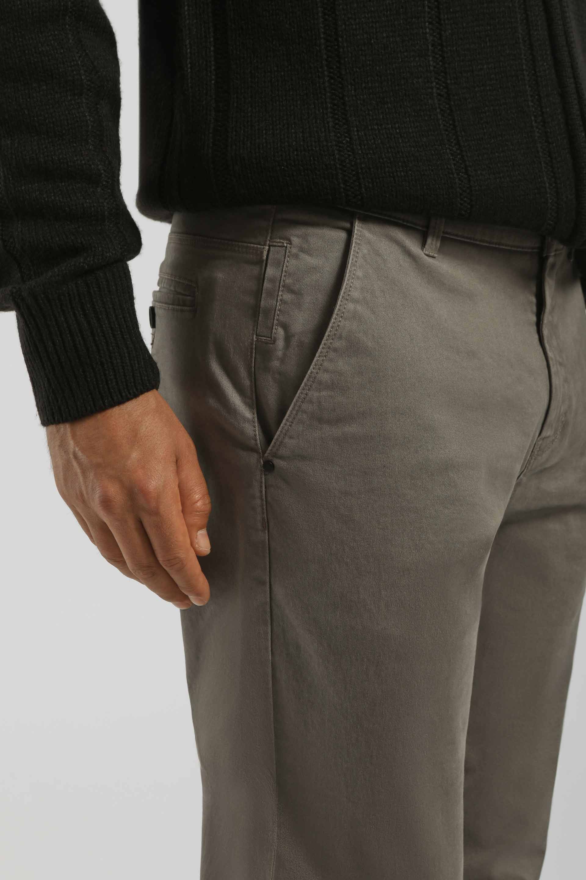 Pantaloni chino in cotone|Colore:Tortora