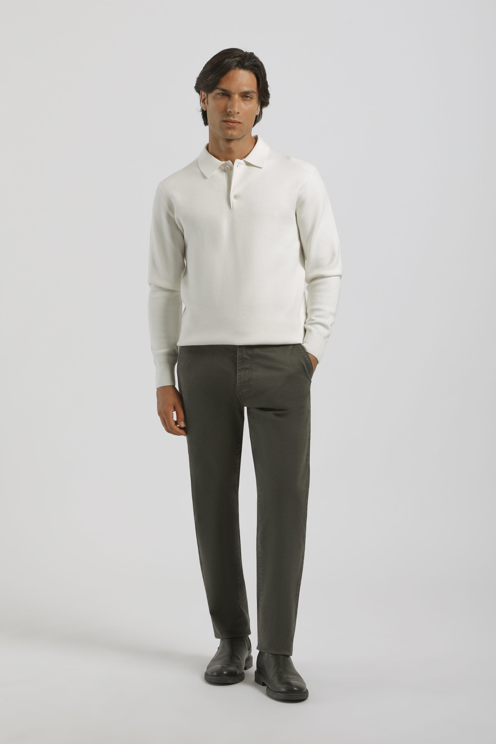 Pantaloni chino in cotone|Colore:Verde scuro