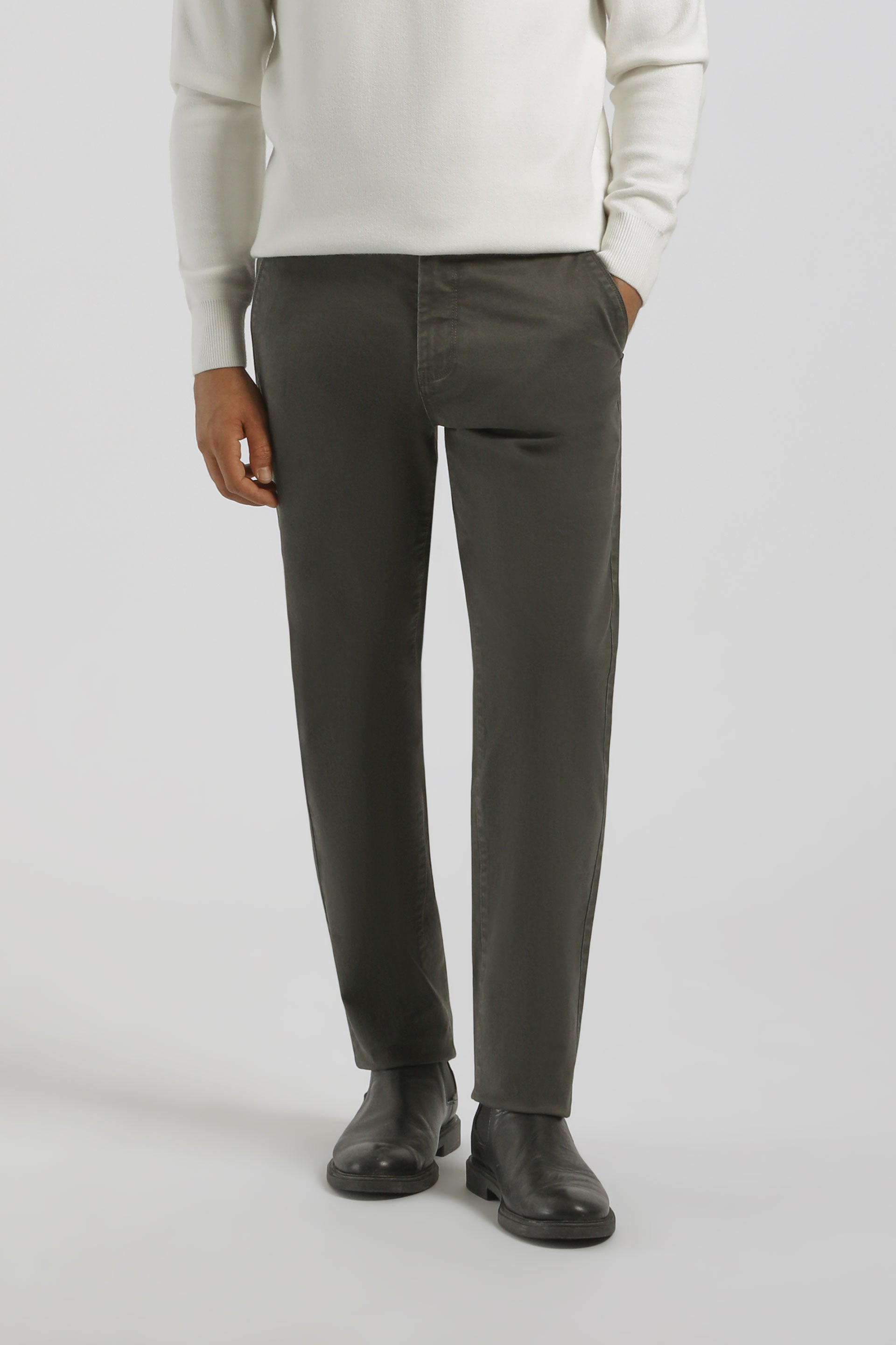 Pantaloni chino in cotone|Colore:Verde scuro