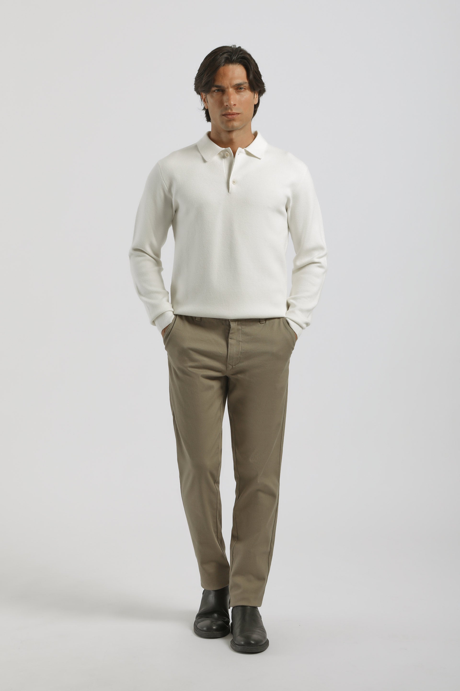 Pantaloni chino in cotone|Colore:Beige