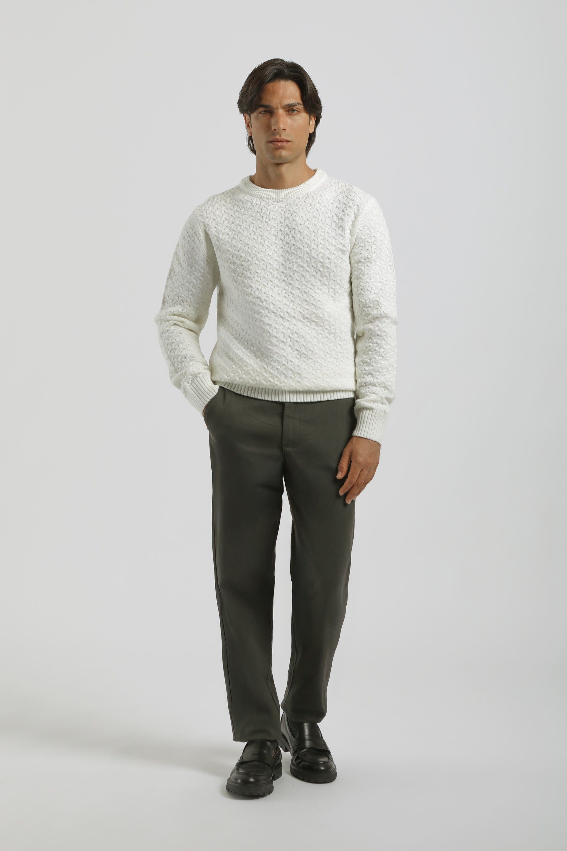 Pantaloni chino in cotone|Colore:Verde scuro