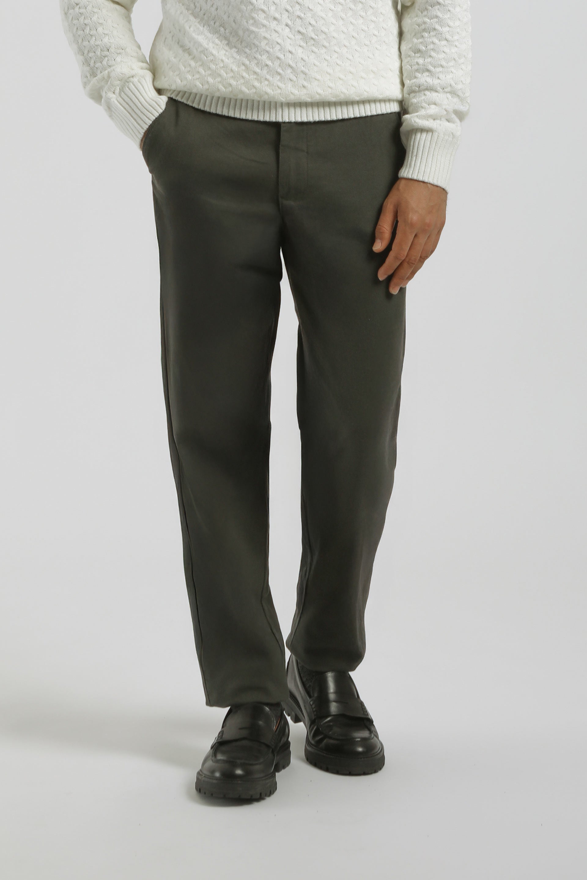 Pantaloni chino in cotone|Colore:Verde scuro