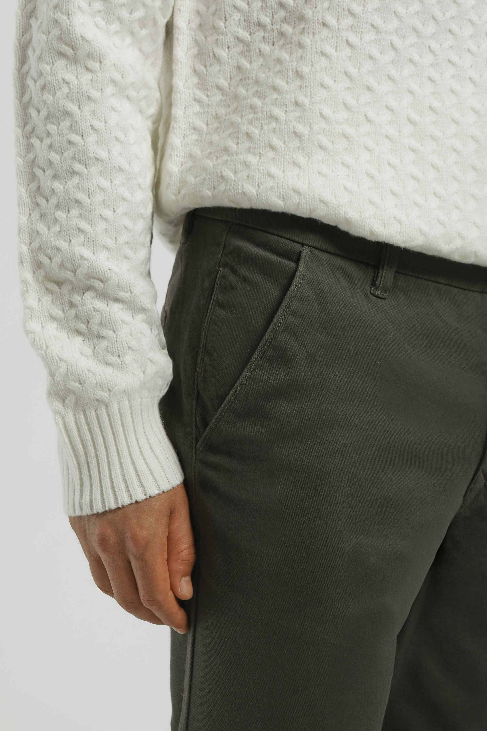 Pantaloni chino in cotone|Colore:Verde scuro