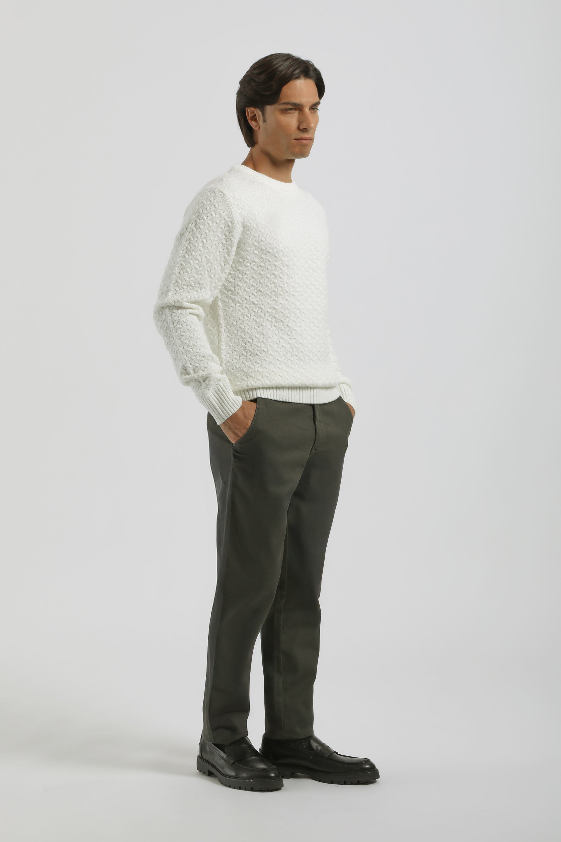 Pantaloni chino in cotone|Colore:Verde scuro