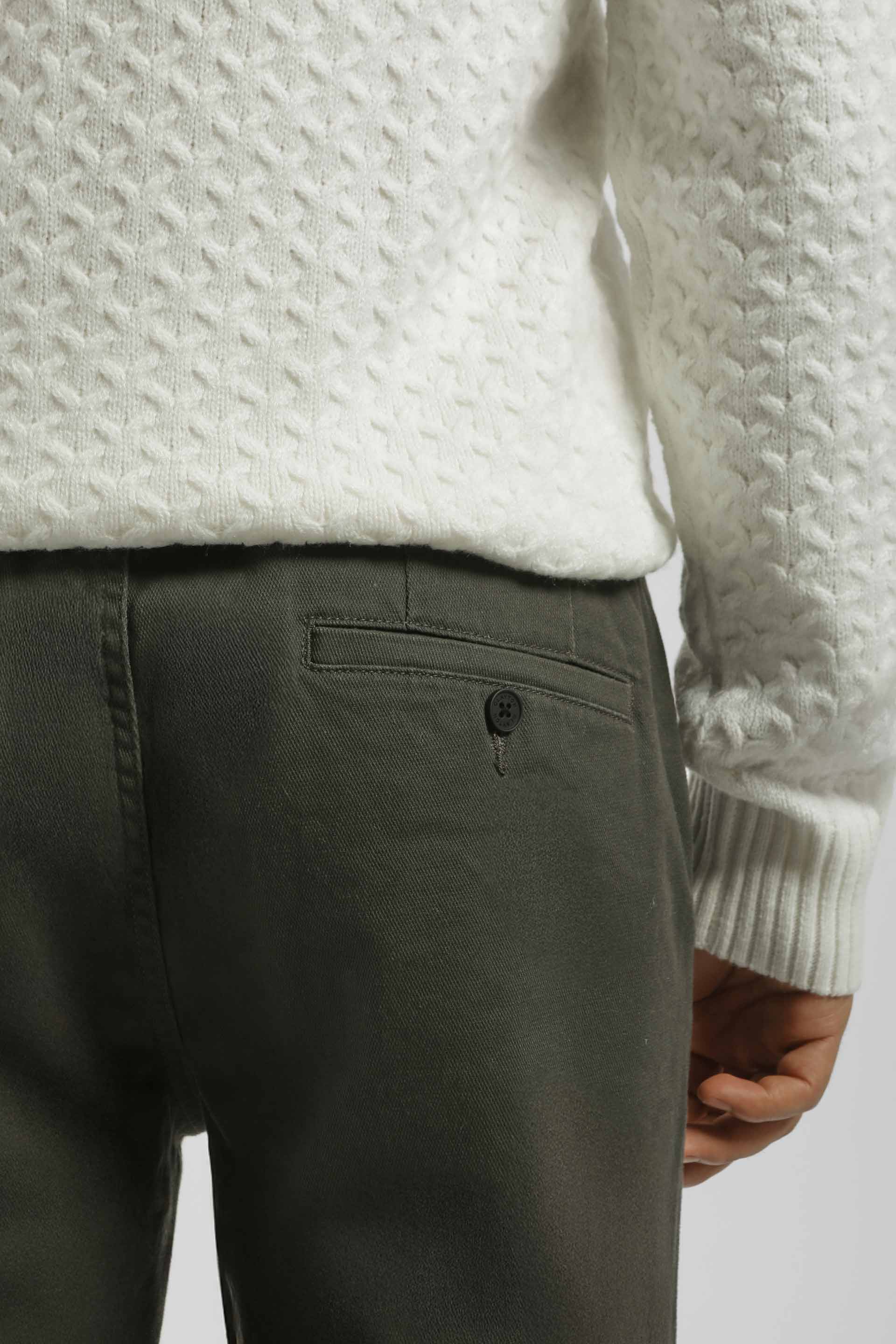 Pantaloni chino in cotone|Colore:Verde scuro