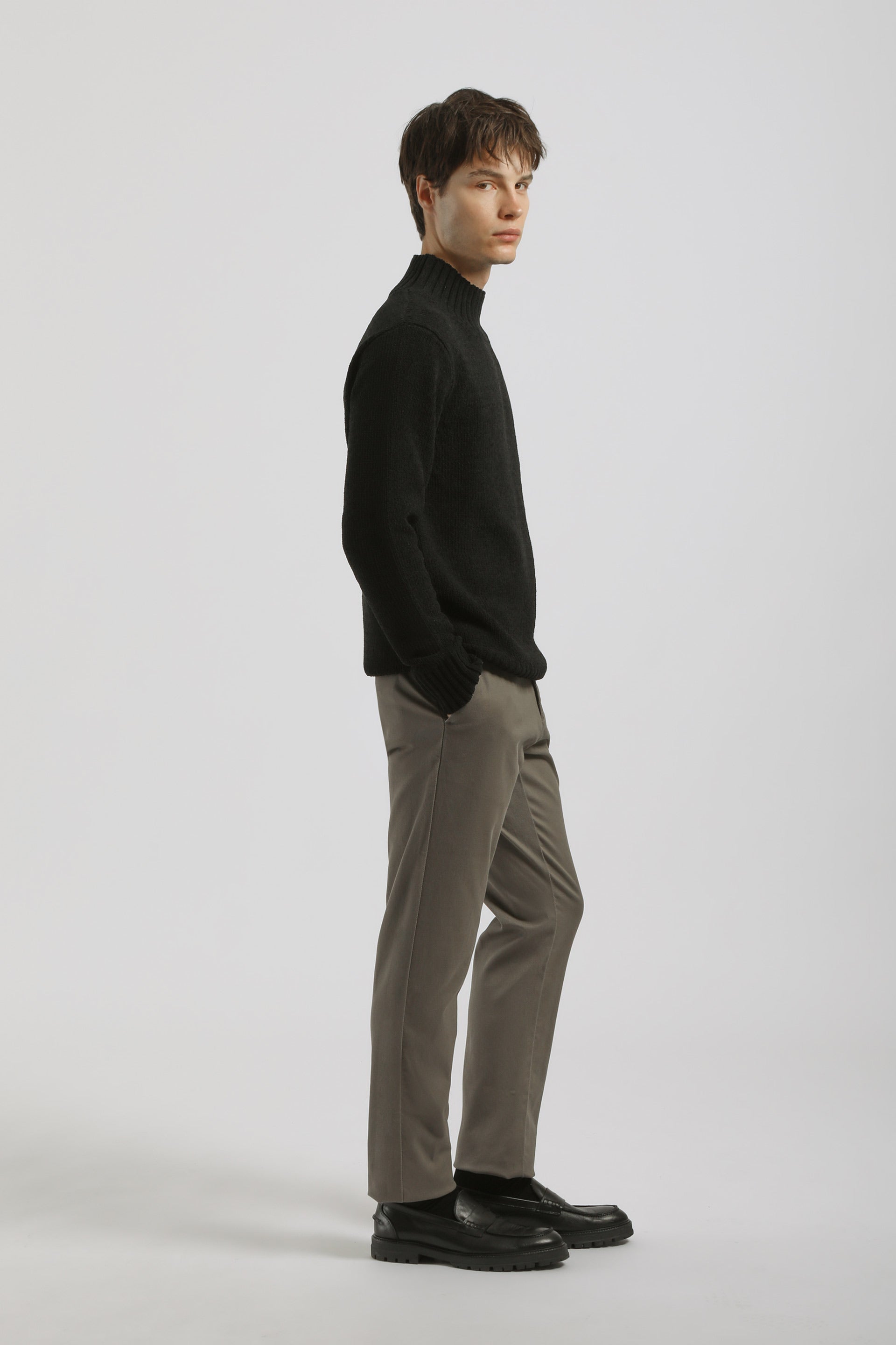 Pantaloni chino misto cotone|Colore:Tortora