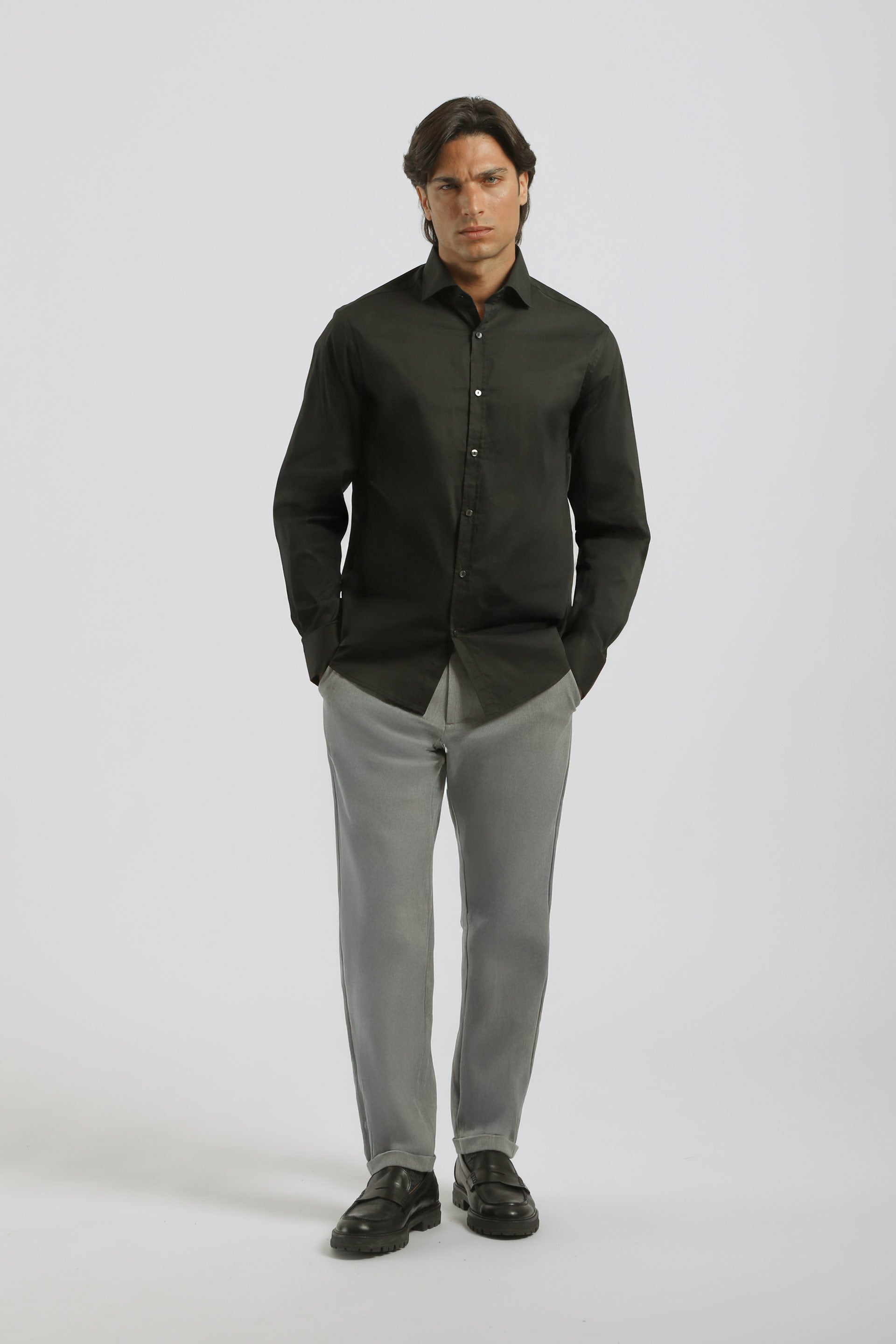 Pantaloni chino con laccetto|Colore:Grigio chiaro melange