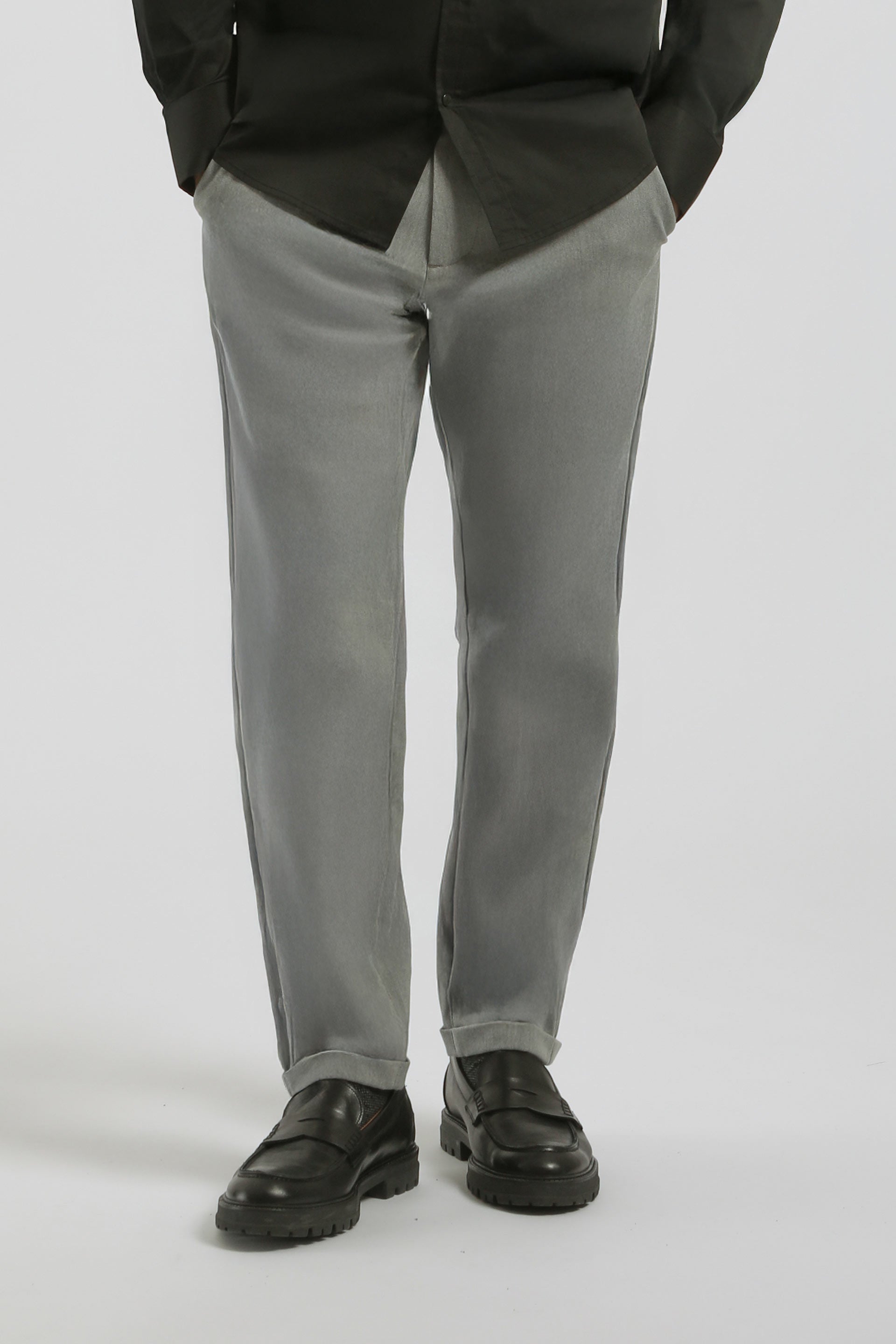 Pantaloni chino con laccetto|Colore:Grigio chiaro melange