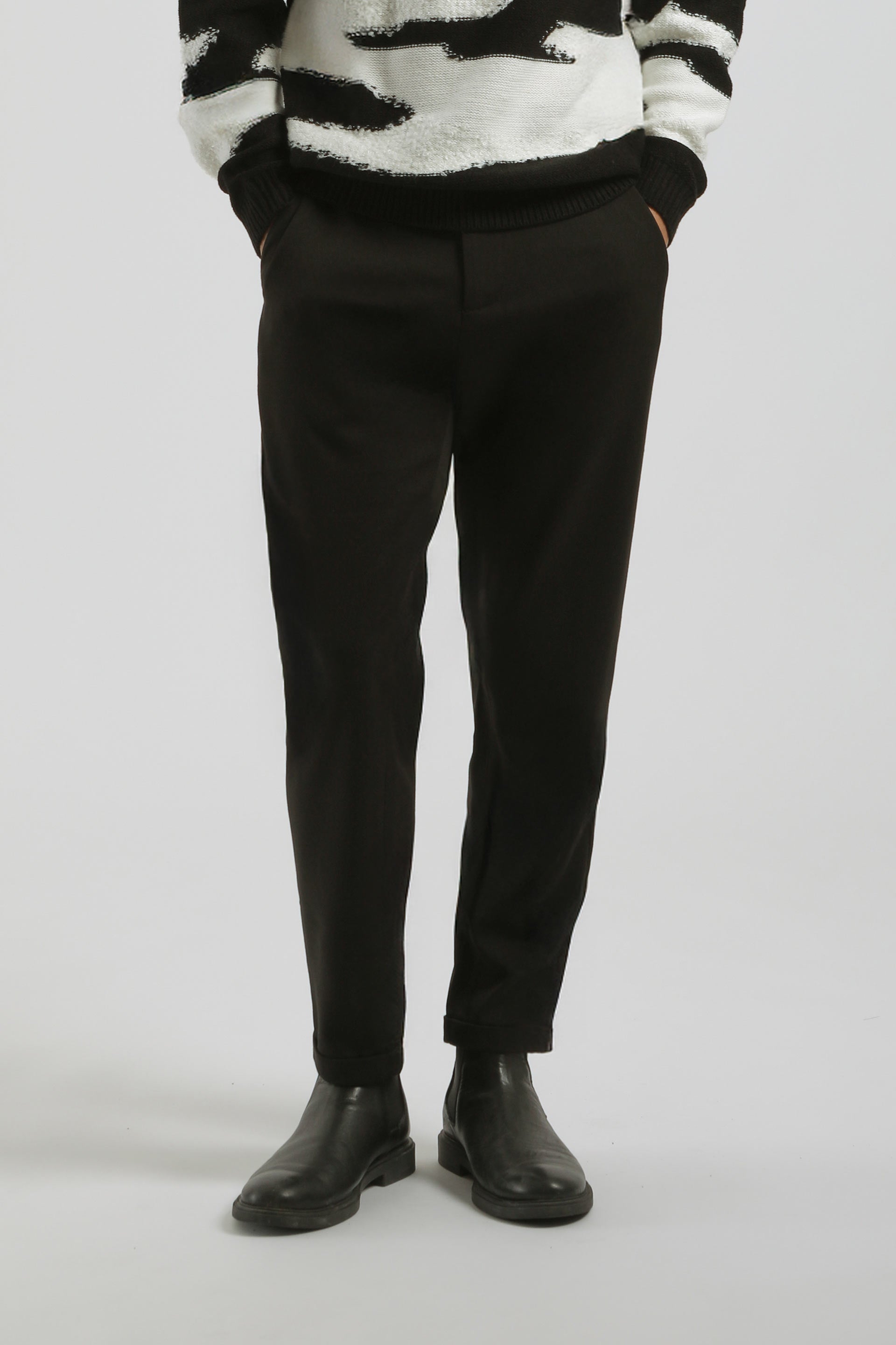 Pantaloni chino con laccetto|Colore:Nero