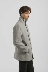 Cappotto corto con collo lupetto|Colore:Grigio chiaro