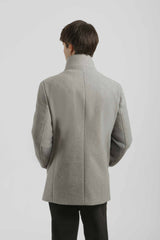 Cappotto corto con collo lupetto|Colore:Grigio chiaro