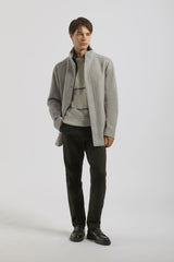 Cappotto corto con collo lupetto|Colore:Grigio chiaro