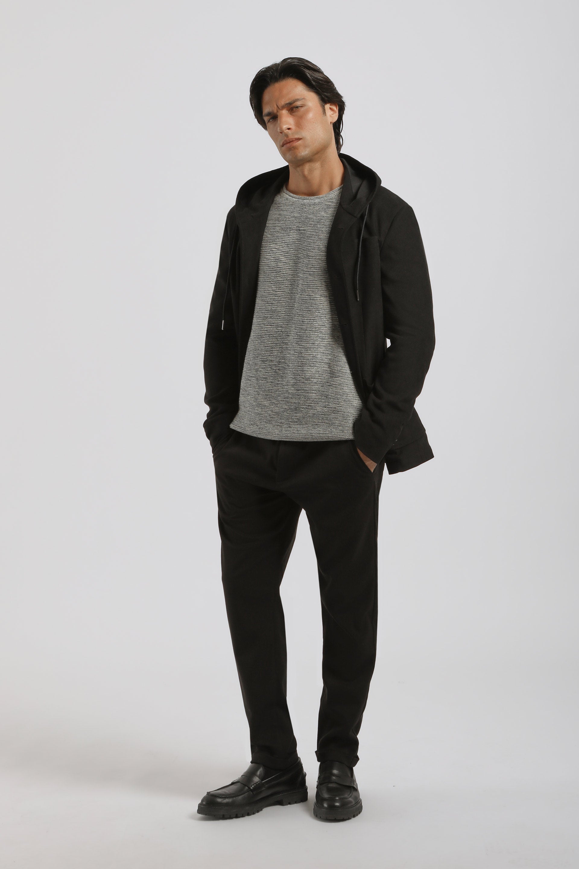 Giacca con cappuccio|Colore:Nero