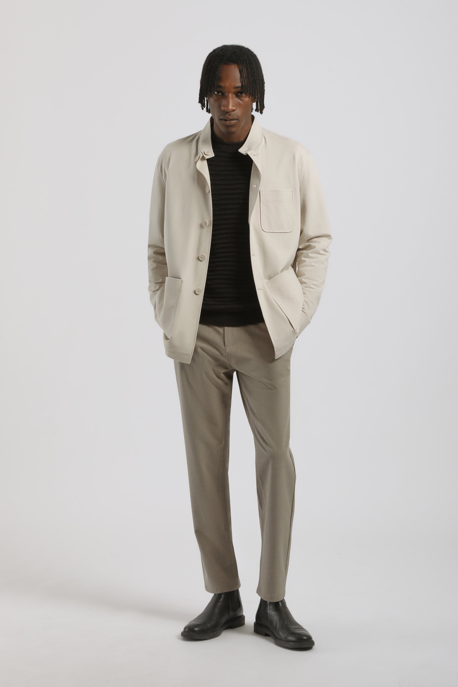 Giacca coreana con tasconi|Colore:Beige