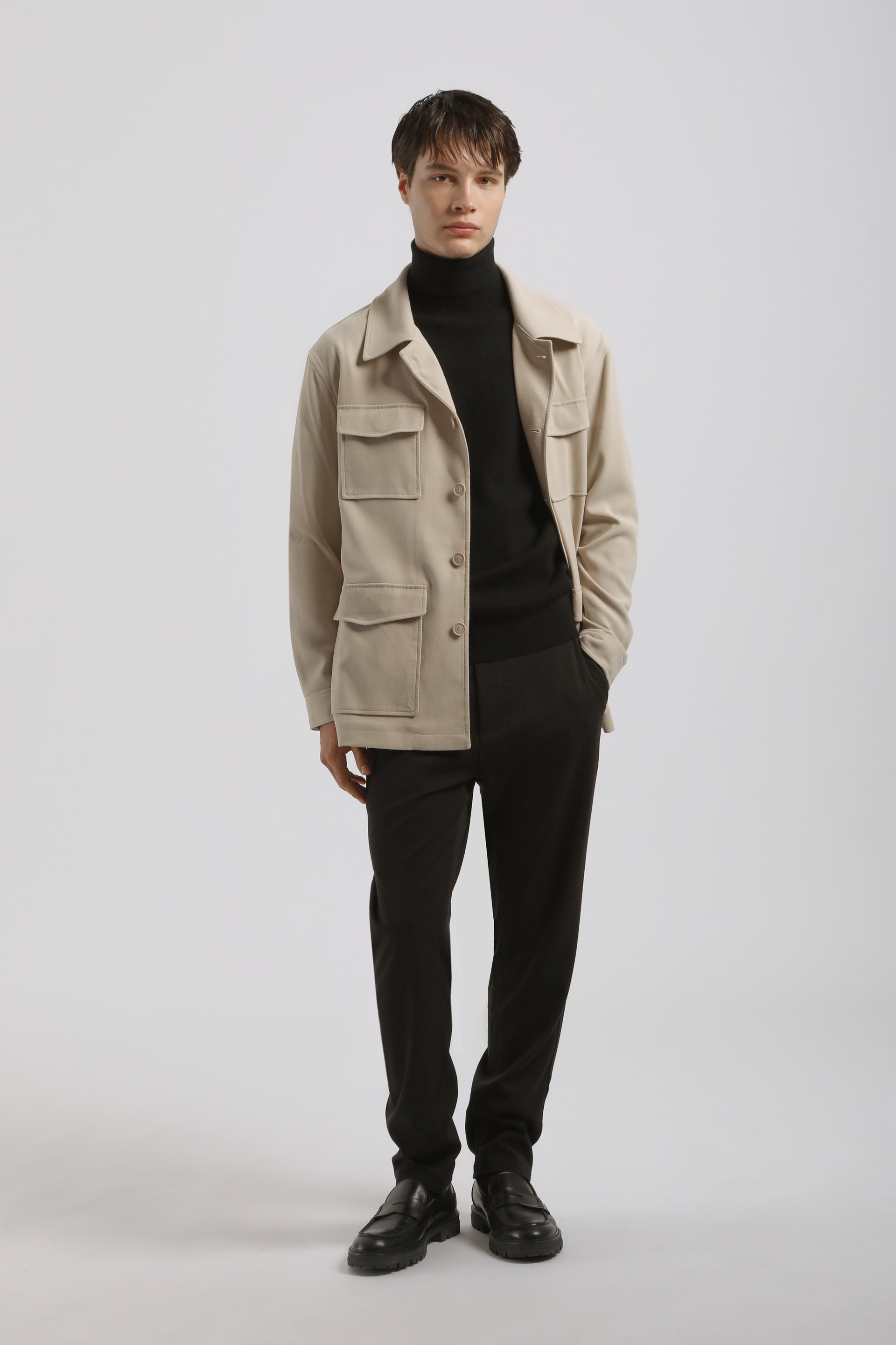 Giacca camicia con tasconi|Colore:Beige