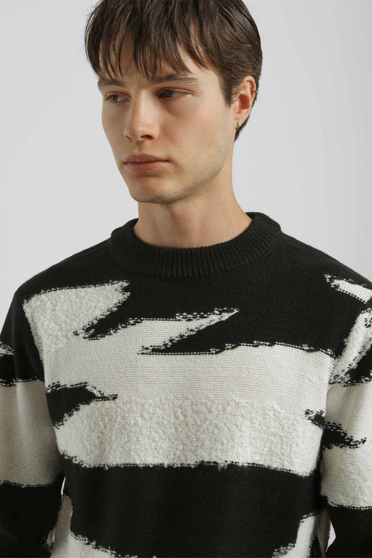 Maglia girocollo fantasia|Colore:Nero