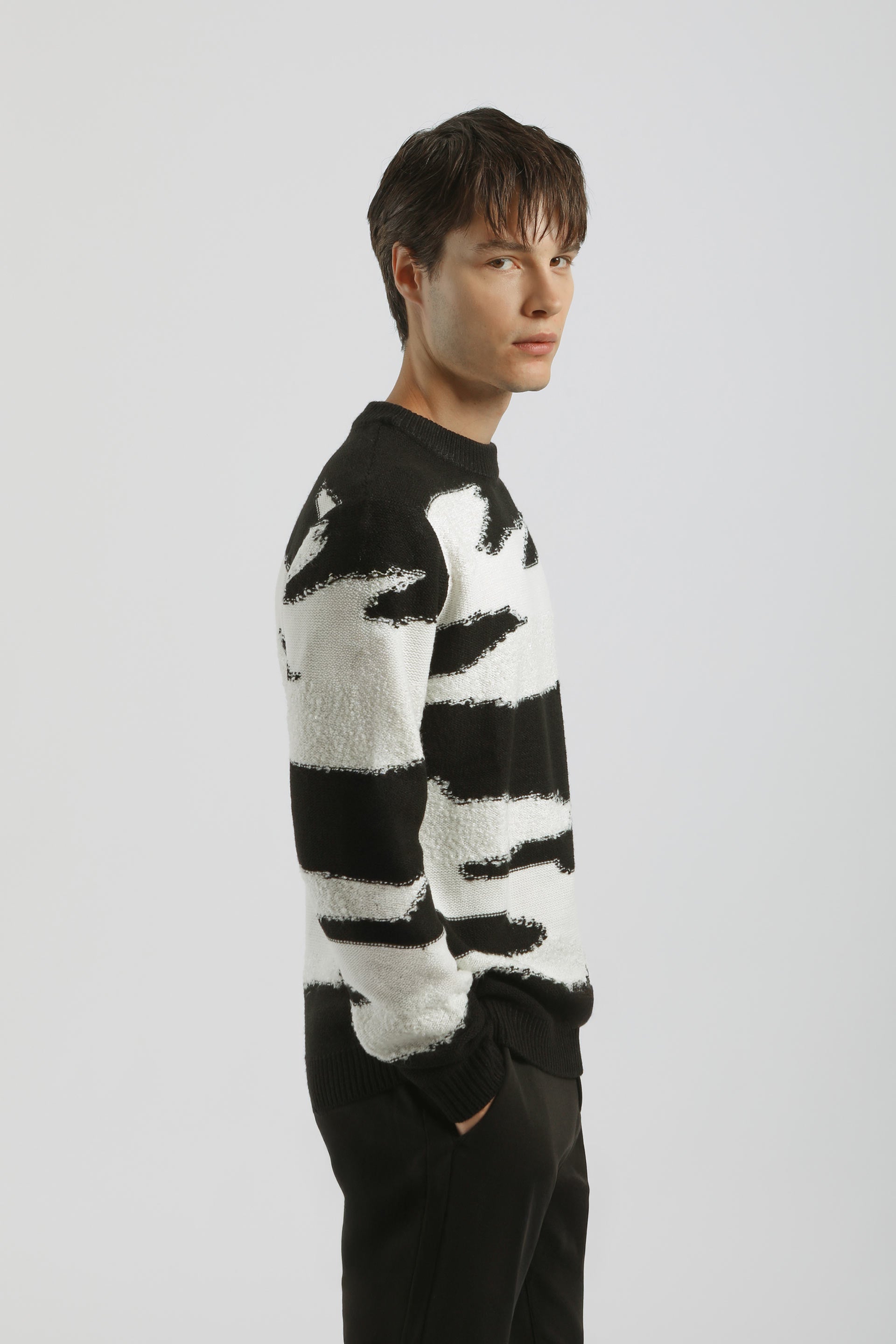 Maglia girocollo fantasia|Colore:Nero