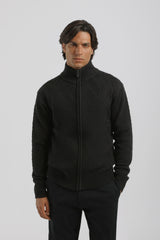 Cardigan collo alto con zip|Colore:Blue