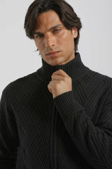 Cardigan collo alto con zip|Colore:Blue