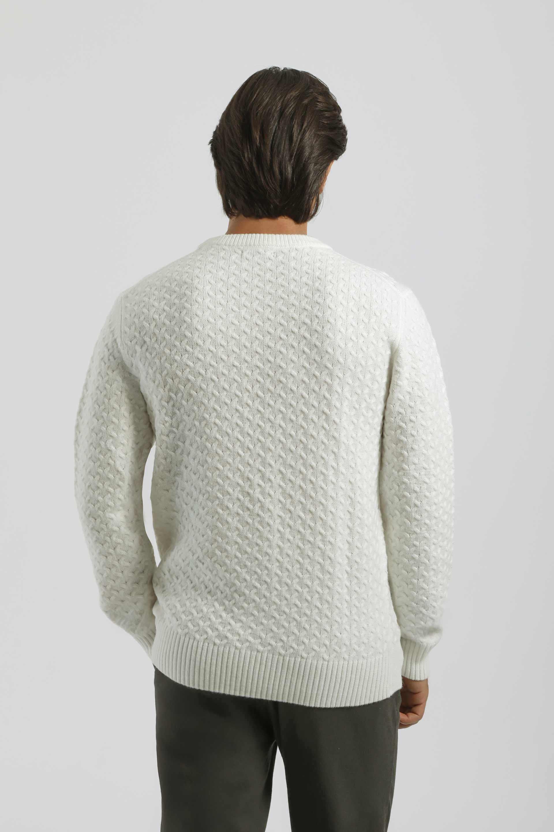 Maglia girocollo strutturata|Colore:Off white